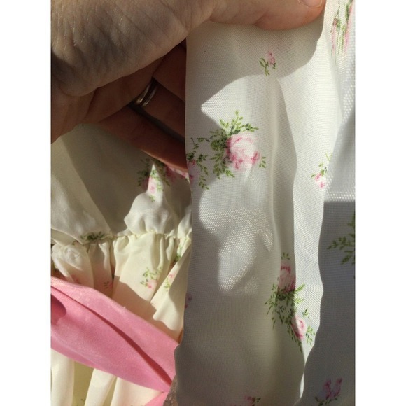 Vintage Love dress girls L 10 white floral pink lace 80s 90s cottagecore lace - Picture 3 of 13